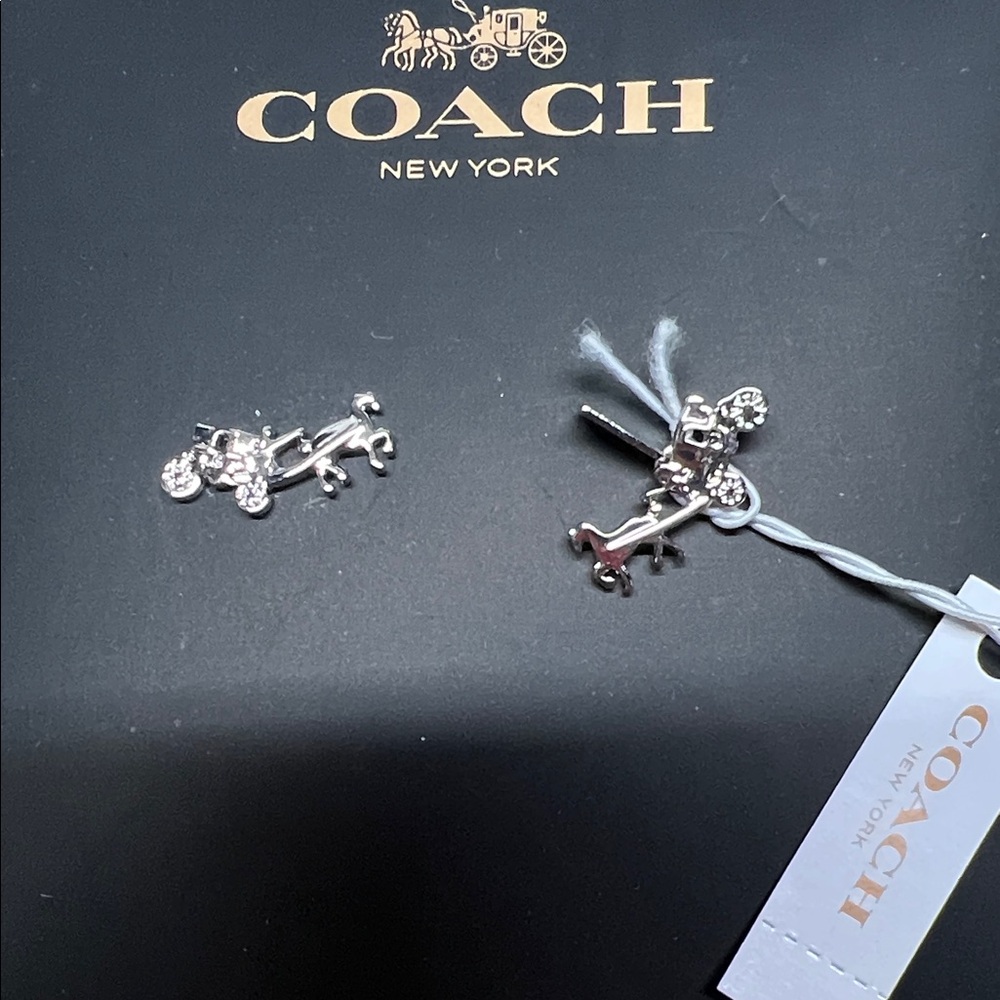 Coach Silver Logo Earrings